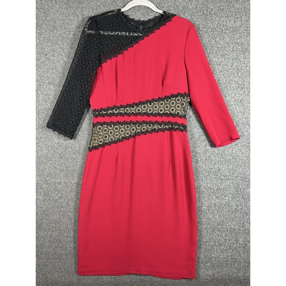 NWT Naeem Khan NK32 Red/Black Lace Dress Size 8